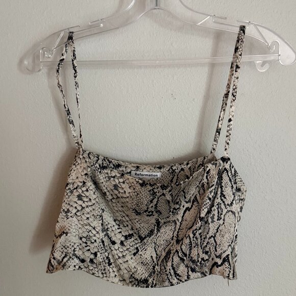 Reformation Silk Snake Skin Cropped Set - Size 8 - Picture 4 of 5